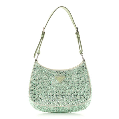 Prada Satin Crystal Cleo Adjustable Strap Shoulder Bag Acqua 1 of 13
