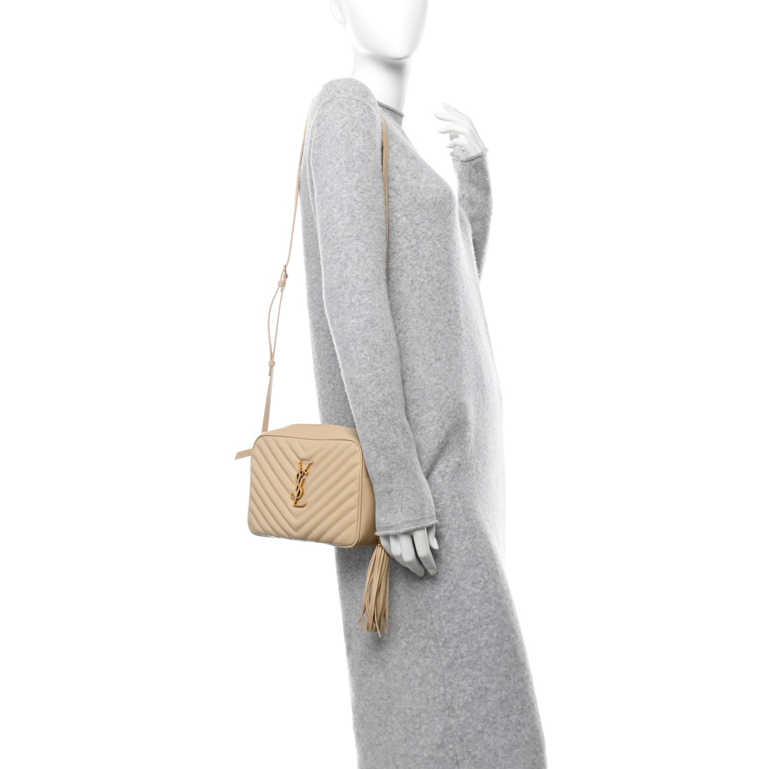 Saint Laurent Calfskin Matelasse Monogram Lou Camera Bag Nude Powder 2 of 13