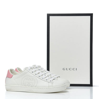 Gucci Calfskin Interlocking G Perforated Womens Ace Sneakers 35 White Wild Rose 14 of 14