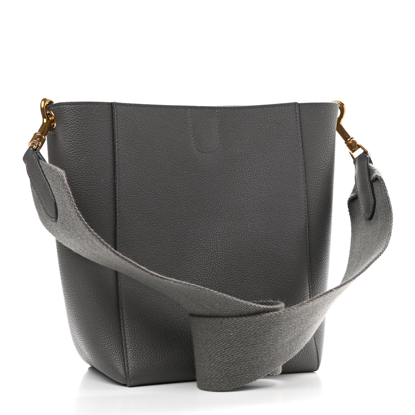 Soft Grained Calfskin Small Sangle Bucket Bag Grey
