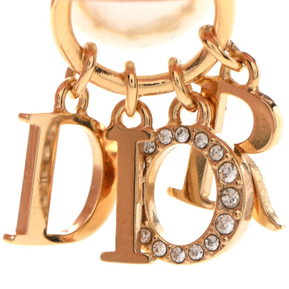Christian Dior Pearl Crystal Tribal Logo Charms Earrings Gold 5 of 5