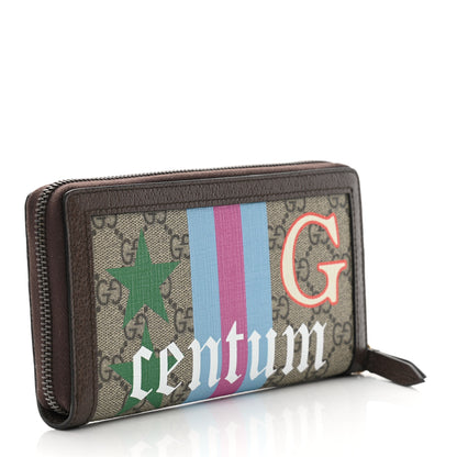 Gucci GG Supreme Monogram Equestrian Diana Zip Around Continental Wallet Beige Ebony Multicolor New Acero 3 of 8