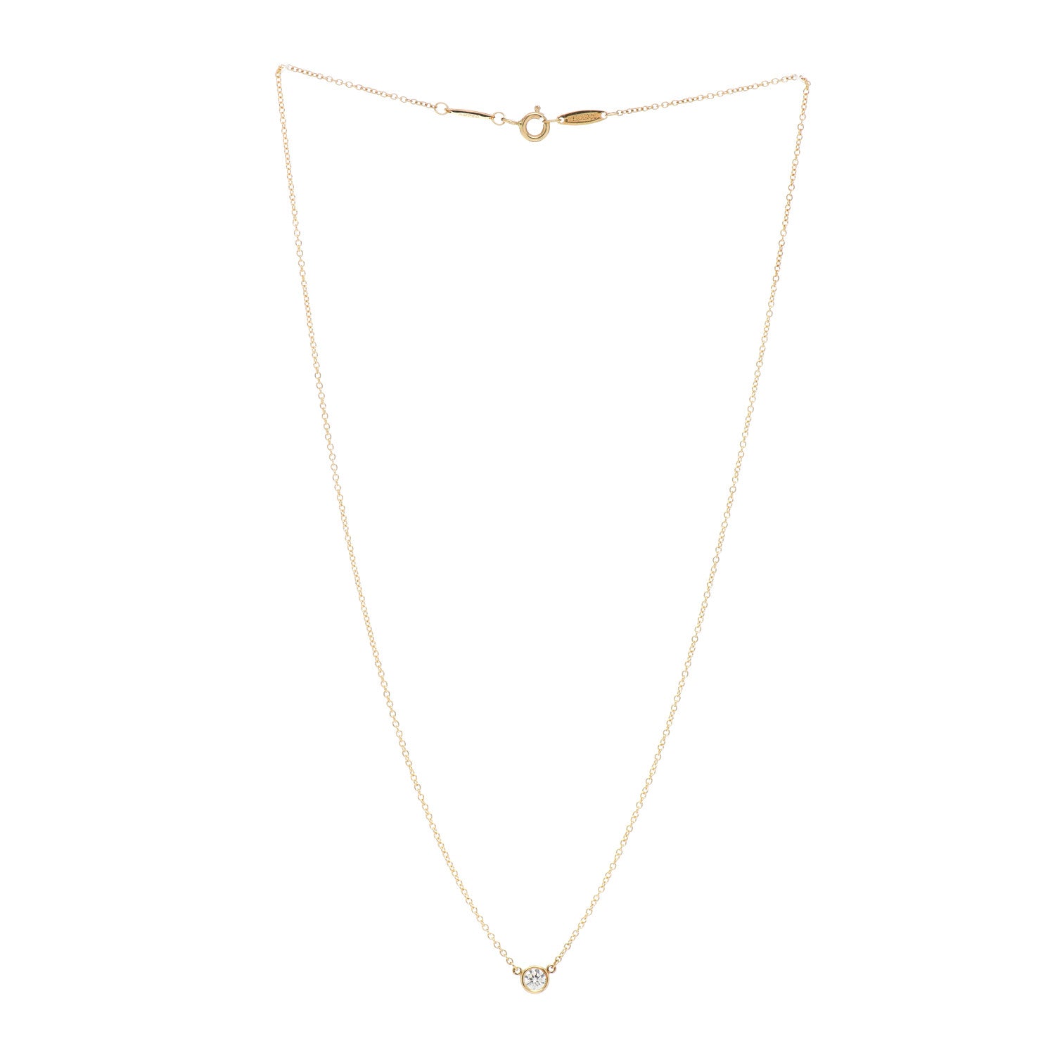 Tiffany 18K Yellow Gold Diamond .20ct Elsa Peretti Diamonds by the Yard Pendant Necklace 3 of 4