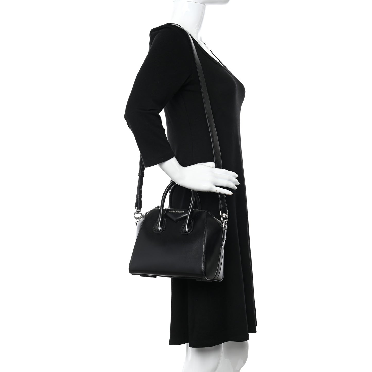 Shiny Lord Calfskin Mini Antigona Black