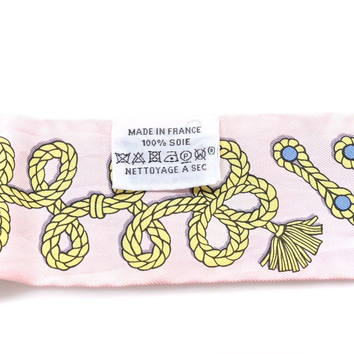 Hermes Silk Galons Et Brandebourg Twilly Rose Pale Bleu Jean 3 of 4