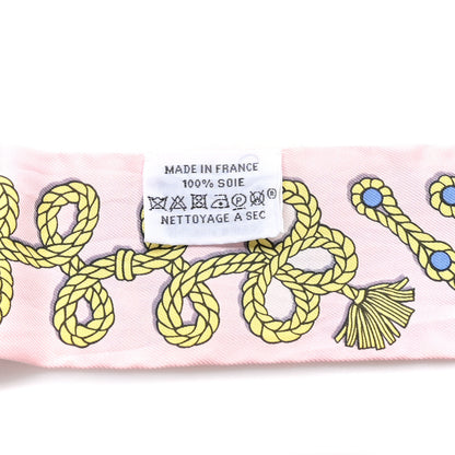 Hermes Silk Galons Et Brandebourg Twilly Rose Pale Bleu Jean 3 of 4