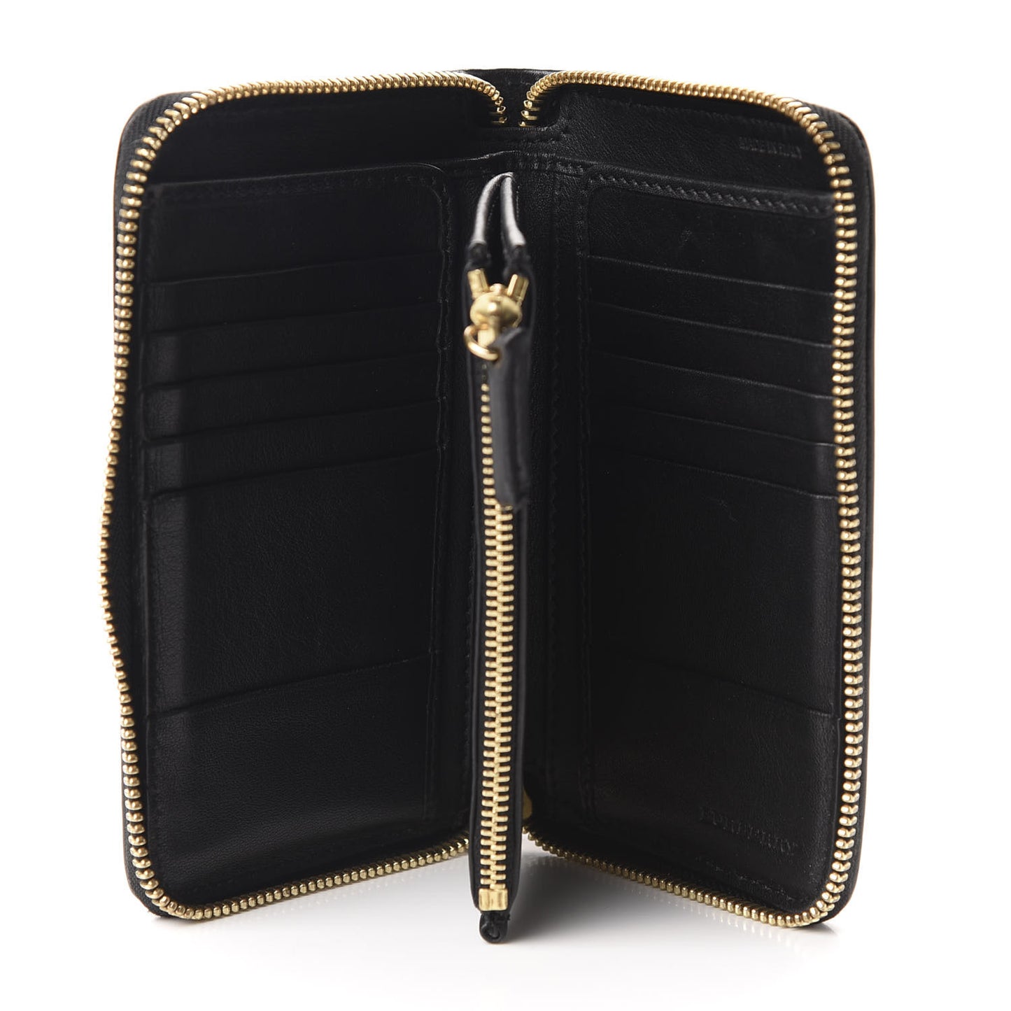 House Check Bridle Calfskin Ziggy Zip Around Wallet Black