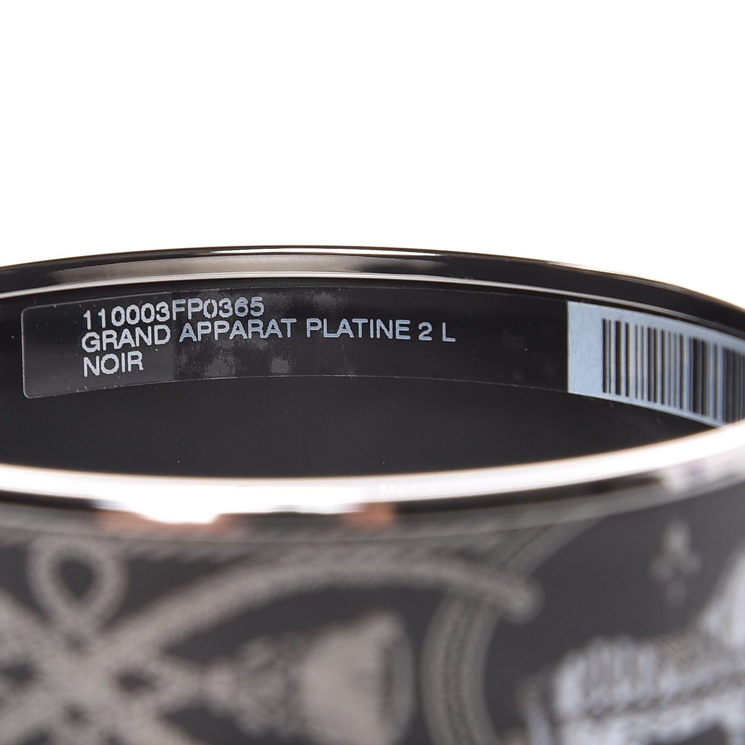 Hermes Enamel Printed Wide Grand Apparat Bracelet 62 Black 5 of 8