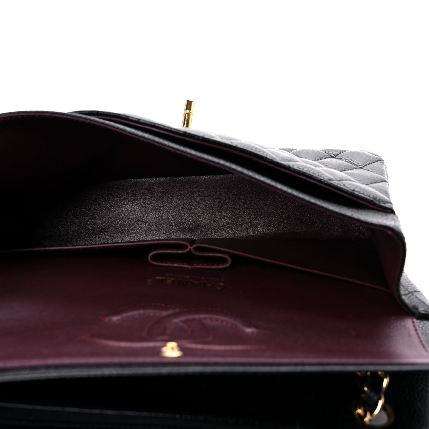 Caviar Quilted Medium Double Flap Black