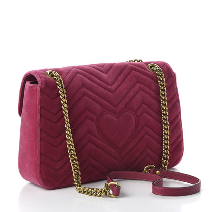 Gucci Velvet Matelasse Blind for Love Embroidered Medium GG Marmont Shoulder Bag Light Raspberry Rose Multicolor 3 of 10