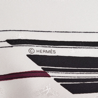 Hermes Silk Losange Jumping Quadridge Scarf GM White Black Vermillon 7 of 7