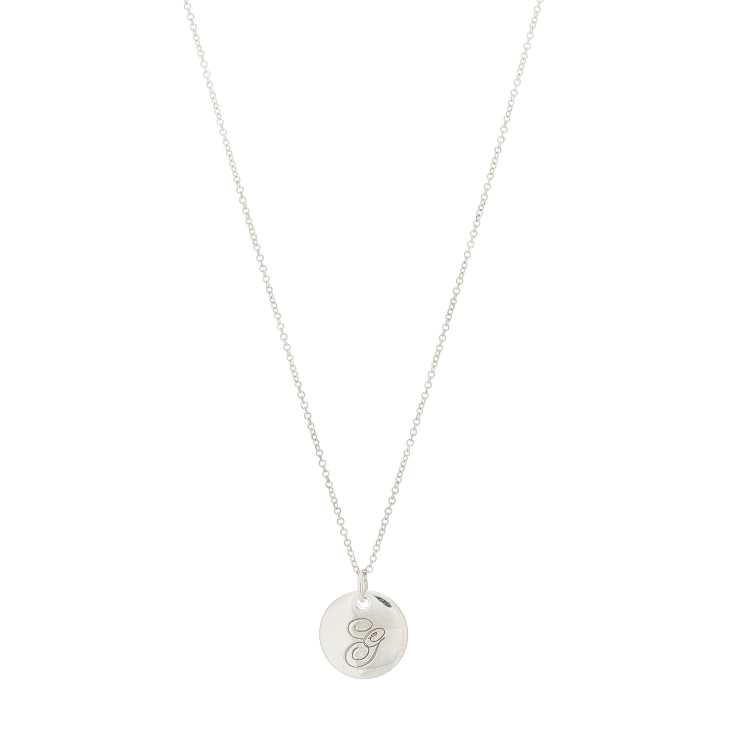 Sterling Silver Letter G Disc Pendant Necklace