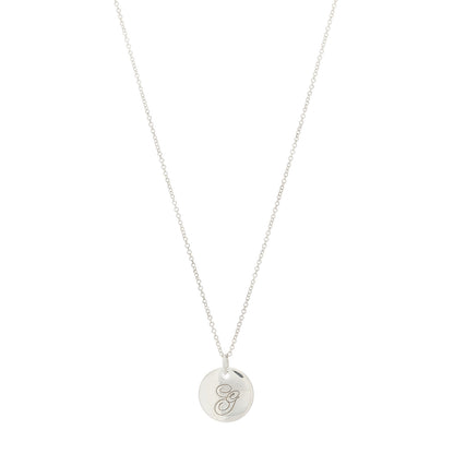 Tiffany Sterling Silver Letter G Disc Pendant Necklace 1 of 7