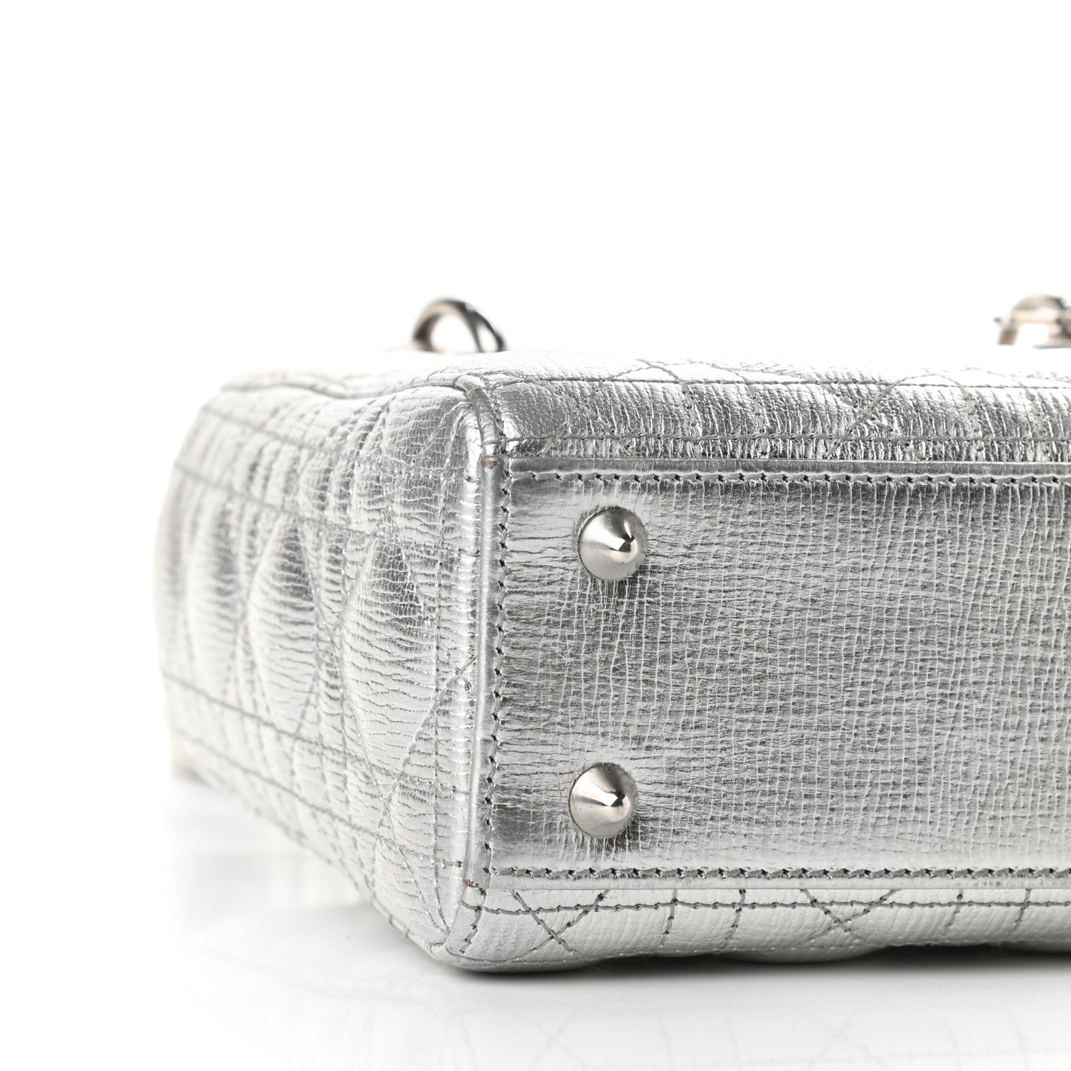Christian Dior Metallic Grained Calfskin Cannage My ABCDior Lady Dior Silver 7 of 8