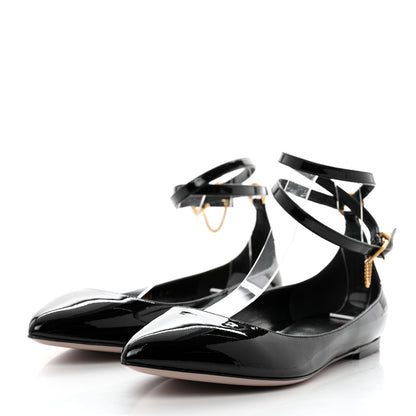 Valentino Garavani Patent Ballerina Ankle Strap Flats 41 Black 3 of 9