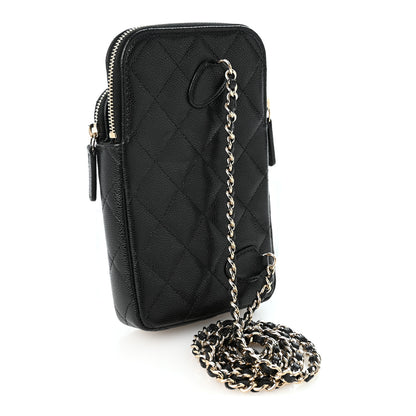 Chanel Caviar Quilted Phone Holder With Chain Black 3 of 10