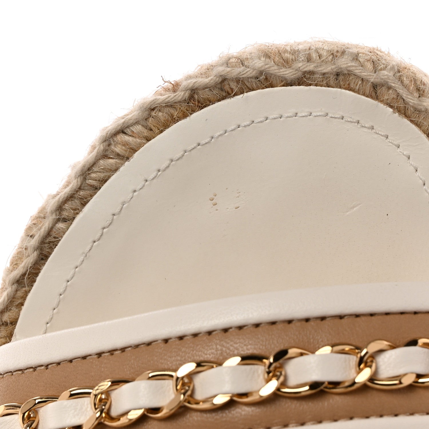 Chanel Lambskin Chain Espadrille Slip On Sandals 38 White 9 of 11