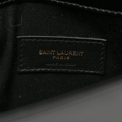 Saint Laurent Smooth Shiny Calfskin Monogram Uptown Pouch Black 6 of 6