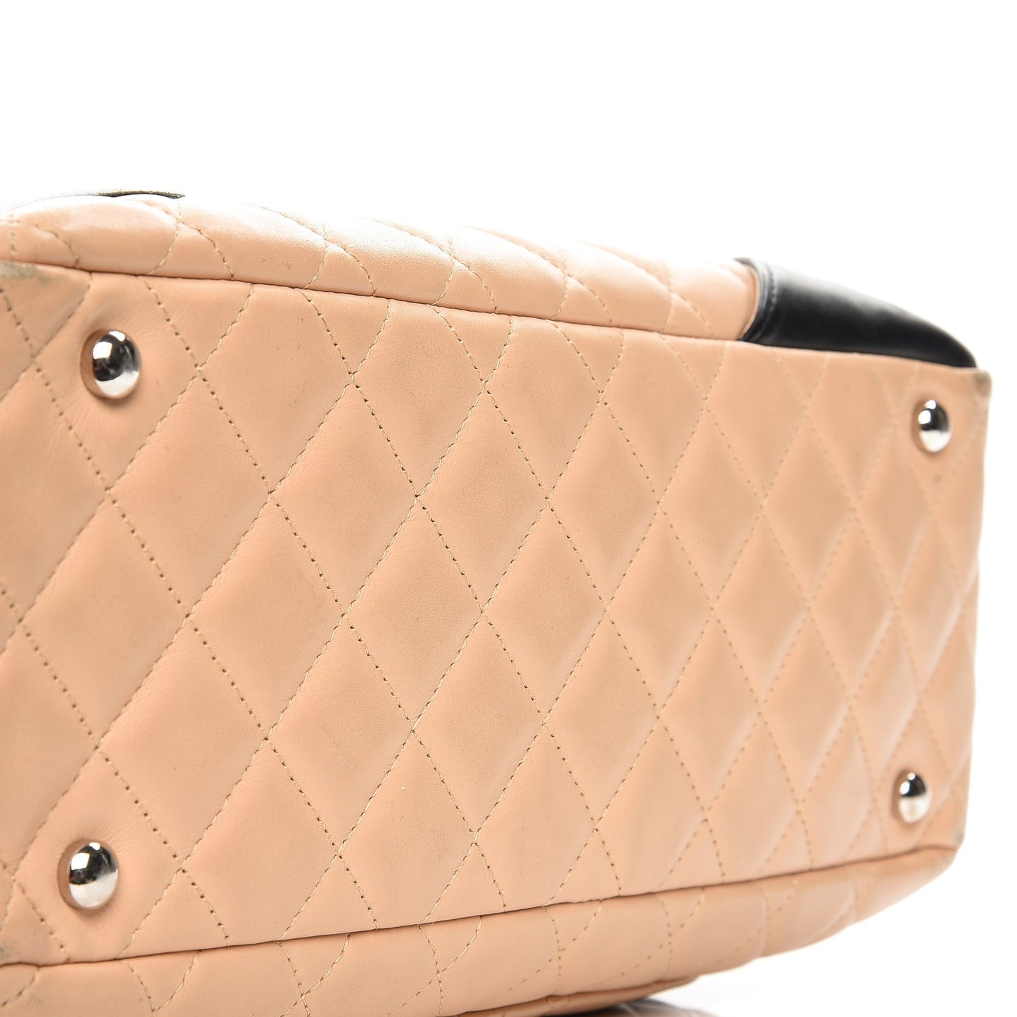 Calfskin Quilted Large Cambon Bowler Beige Black