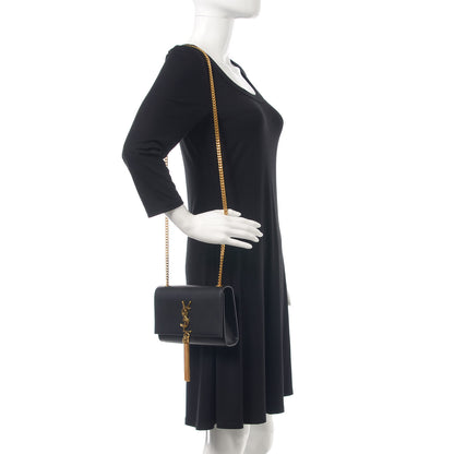 Saint Laurent Smooth Calfskin Smal Classic Monogram Kate Tassel Satchel Black 2 of 14