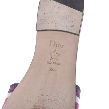 Christian Dior Canvas Embroidered Animals Dway Mules Slide Sandals 36.5 Deep Blue Fuchsia 8 of 10