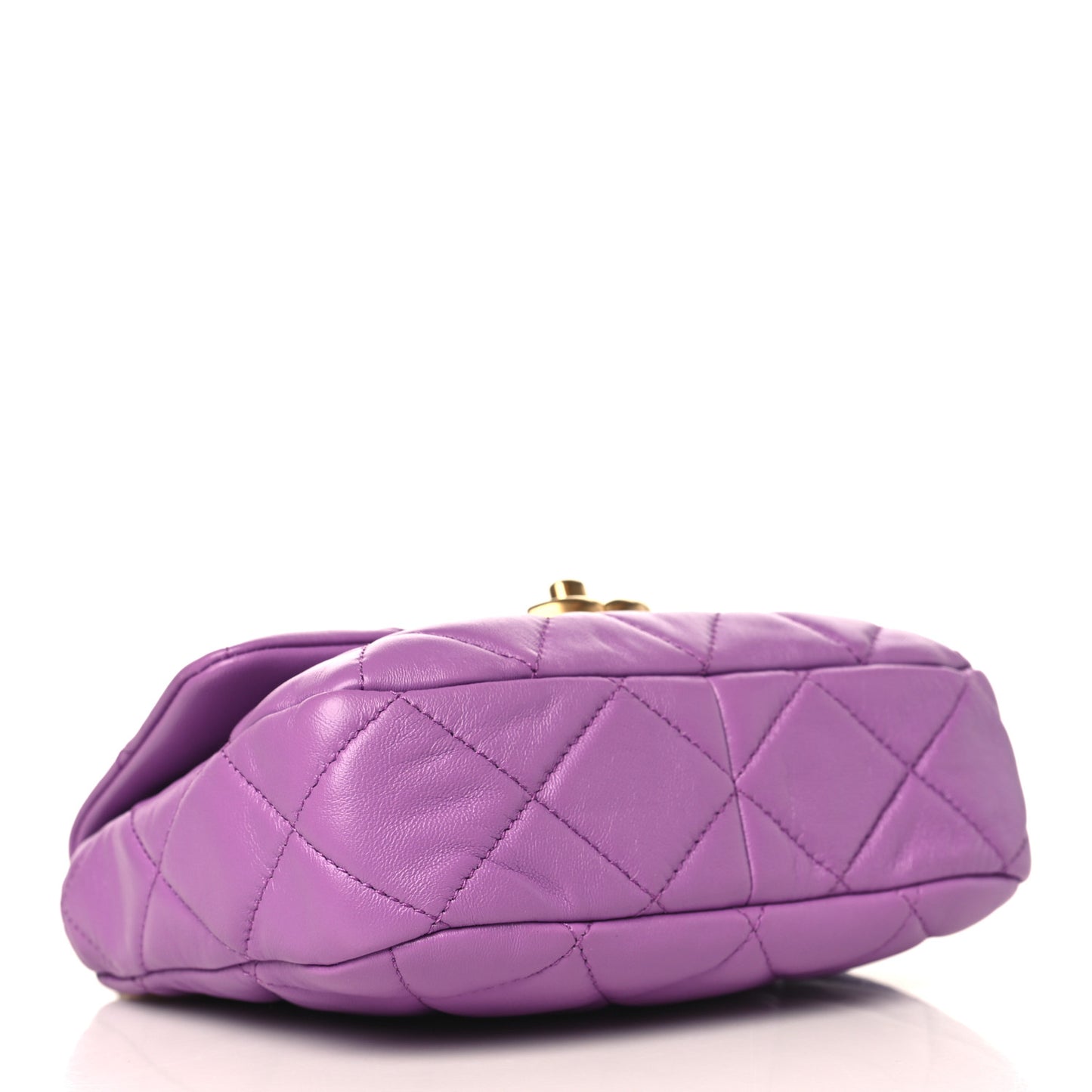 Lambskin Quilted Mini Lacquered Chain Flap Purple