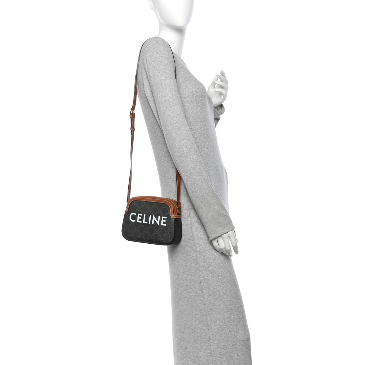 Celine Triomphe Canvas Small Camera Bag Tan 2 of 11