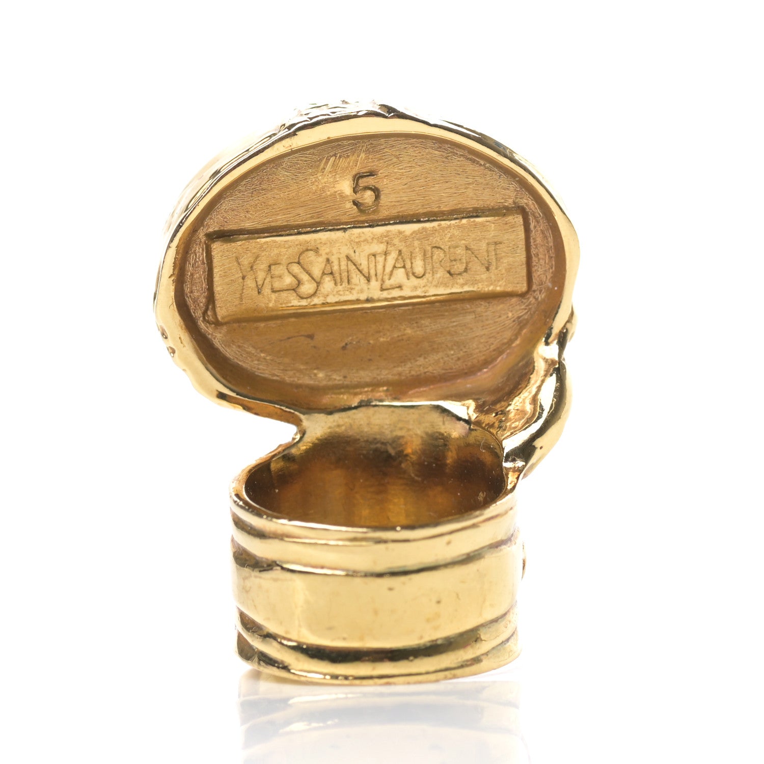 Saint Laurent Glass Cabochon Arty Ovale Ring 5 Gold Pink 3 of 4