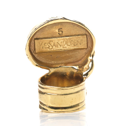 Saint Laurent Glass Cabochon Arty Ovale Ring 5 Gold Pink 3 of 4