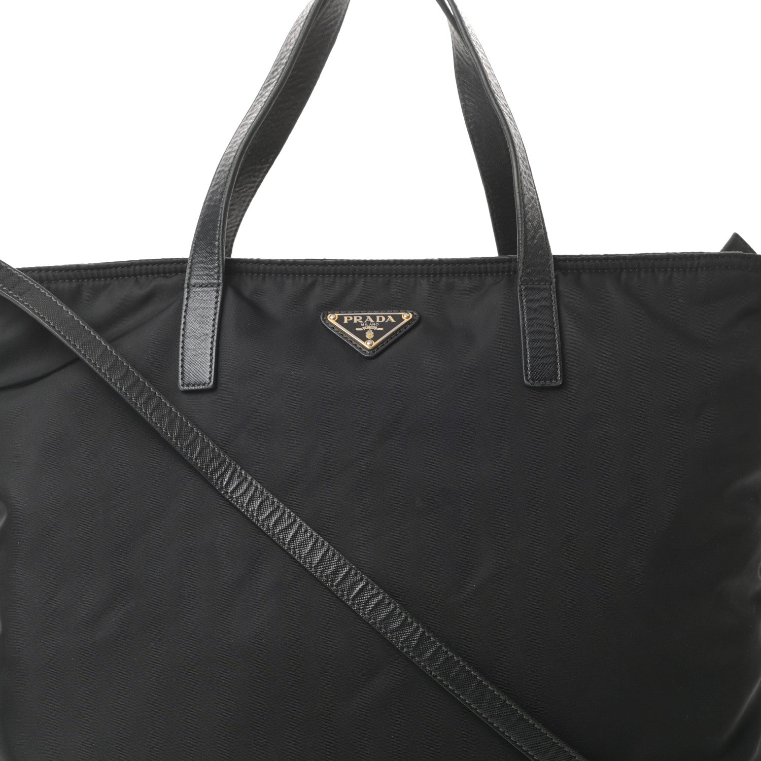 Prada Tessuto Nylon Saffiano Tote Black 9 of 18