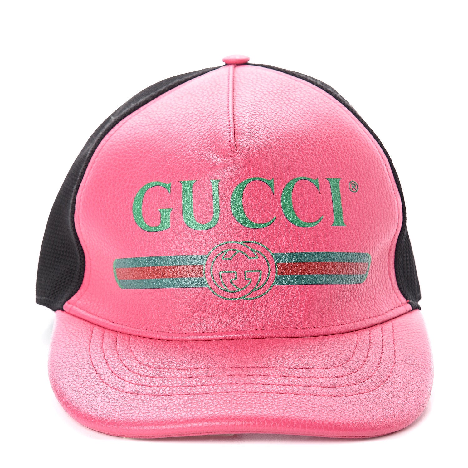Gucci Cripto Calfskin Logo Baseball Hat L Fuxia Black 1 of 5