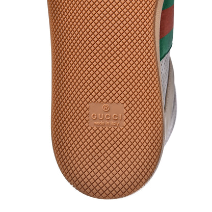Gucci Nubuck Web Mens Screener High Top Sneakers 9 Dusty Milk White Vintage Green 7 of 9
