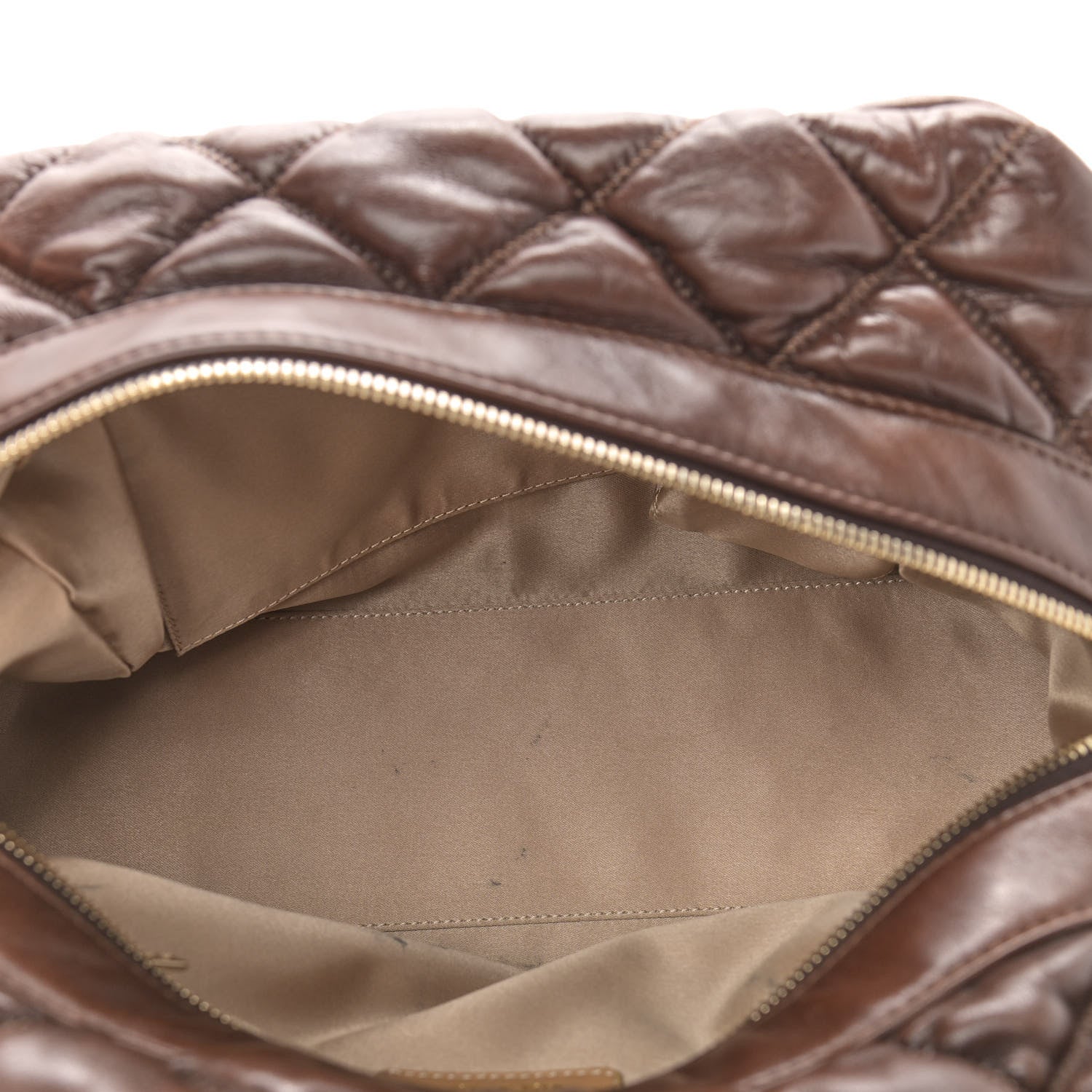 Chanel Calfskin Bubble Quilt Bowler Dark Brown 5 of 14
