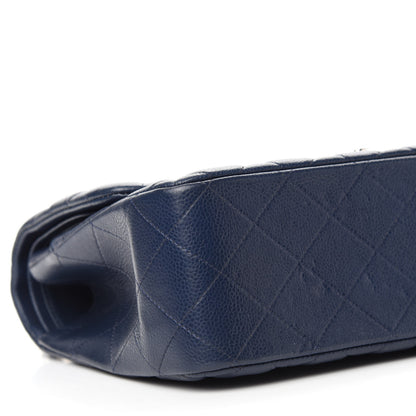 Chanel Caviar Quilted Jumbo Double Flap Dark Blue 6 of 13