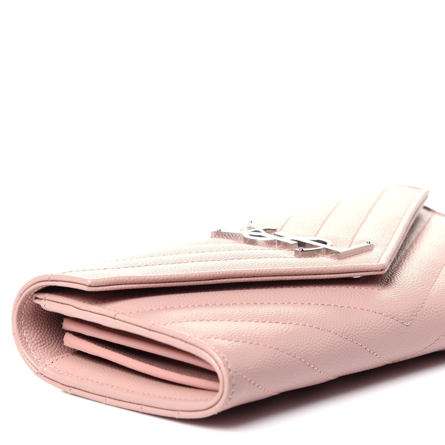 Grain De Poudre Matelasse Chevron Monogram Flap Wallet Pale Pink