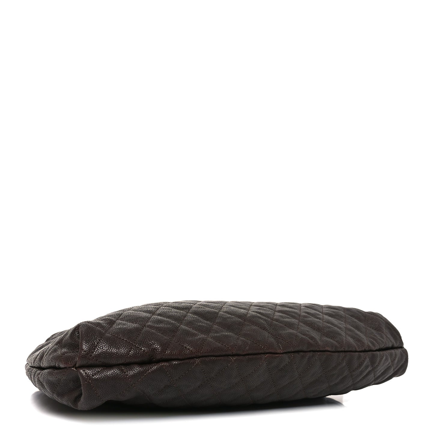 Distressed Glazed Caviar Quilted Large Elastic Tote Dark Brown
