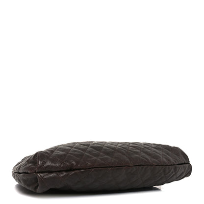 Chanel Distressed Glazed Caviar Quilted Large Elastic Tote Dark Brown 4 of 10