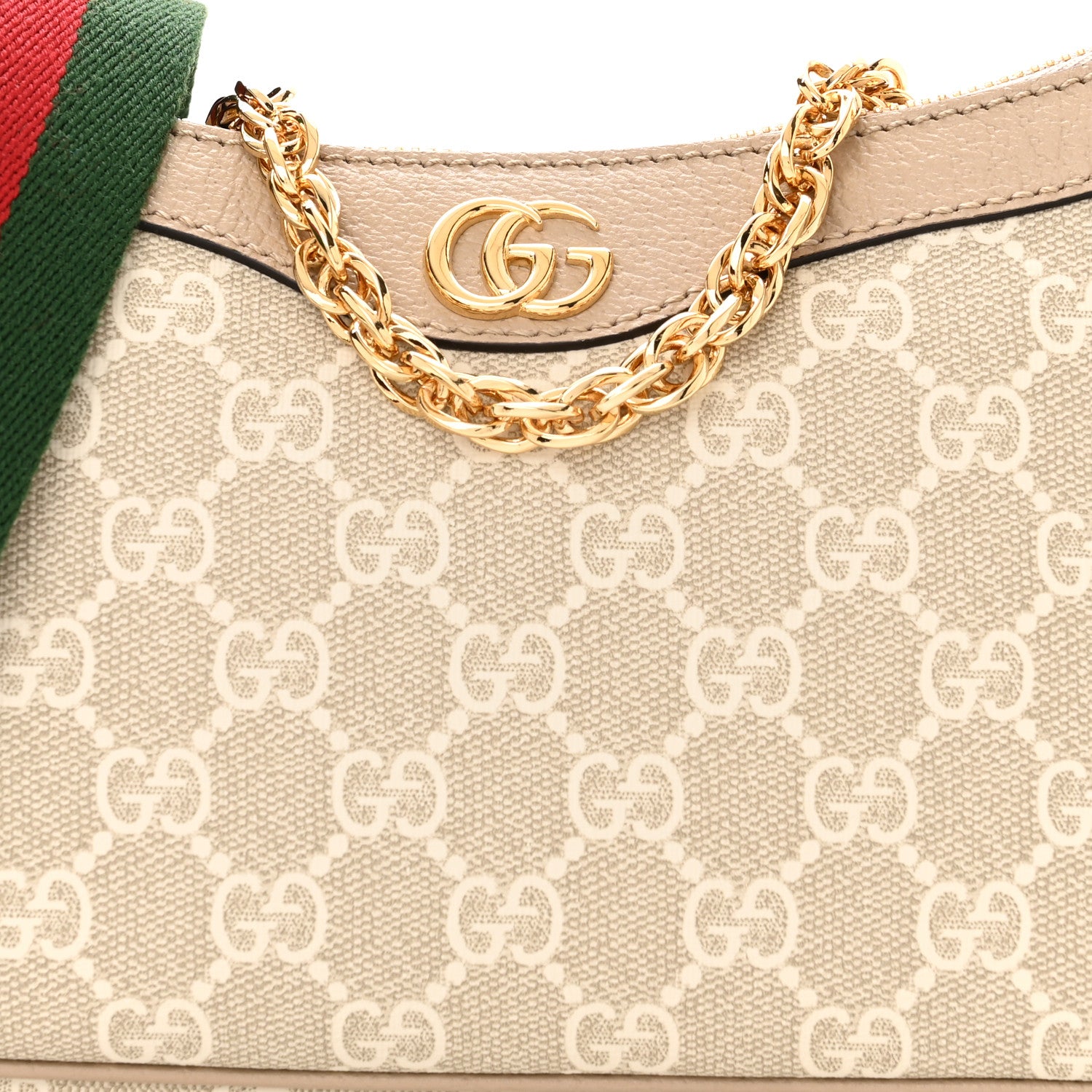 Gucci GG Supreme Monogram Textured Dollar Calfskin Web Small Ophidia GG Handbag Beige Mystic White Oatmeal 8 of 11