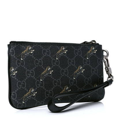 Gucci GG Supreme Monogram Tigers Zip Wristlet Pouch Black Multicolor 2 of 5