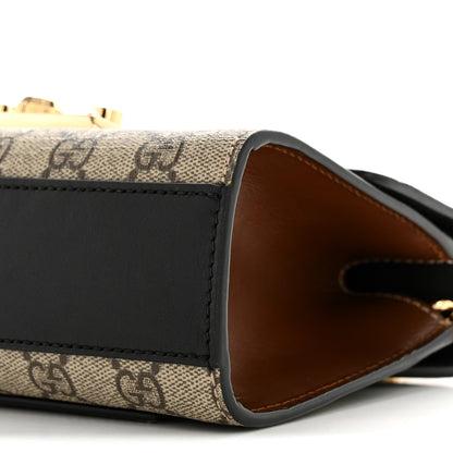 Gucci GG Supreme Monogram Calfskin Small Padlock Shoulder Bag Beige Black Cuir 10 of 15