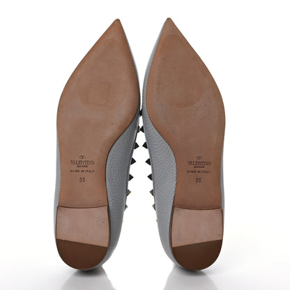 Valentino Garavani Pebbled Calfskin Rockstud Ballerina Flats 36 Pastel Grey 5 of 8