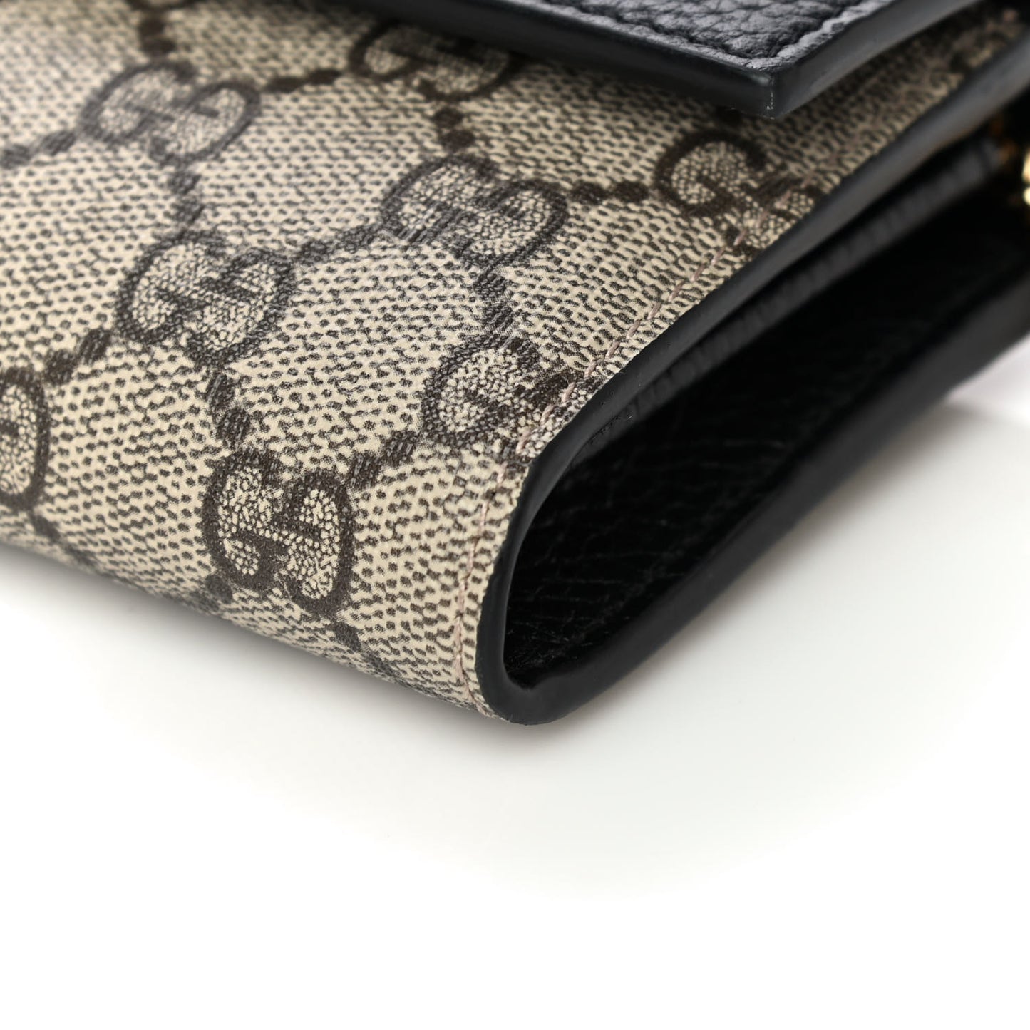 Dollar Calfskin GG Supreme Monogram Petite GG Marmont Wallet Chain Bag Black Beige Ebony