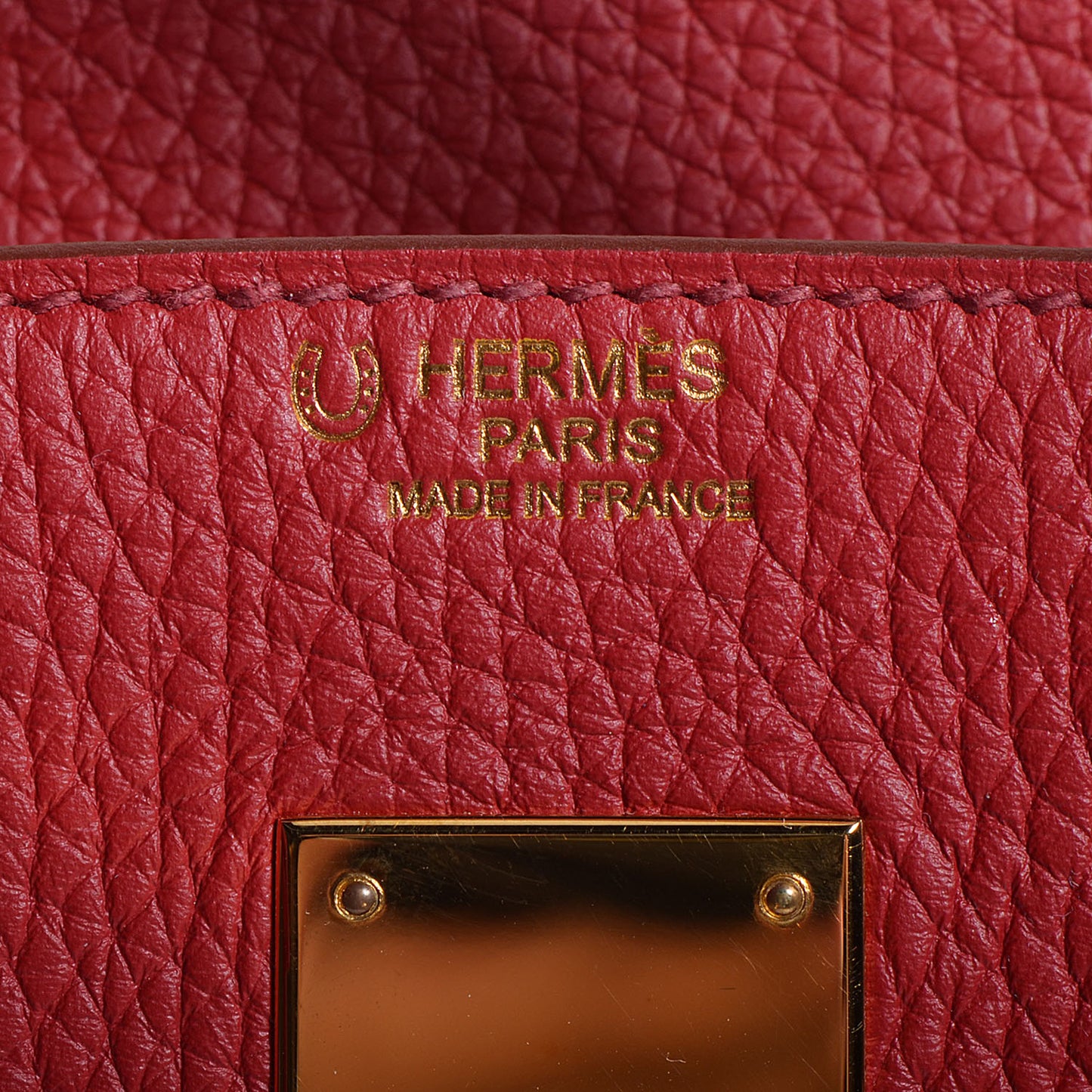 Taurillon Clemence Horseshoe Bi-Color Birkin 30 Rouge Garance and Orange