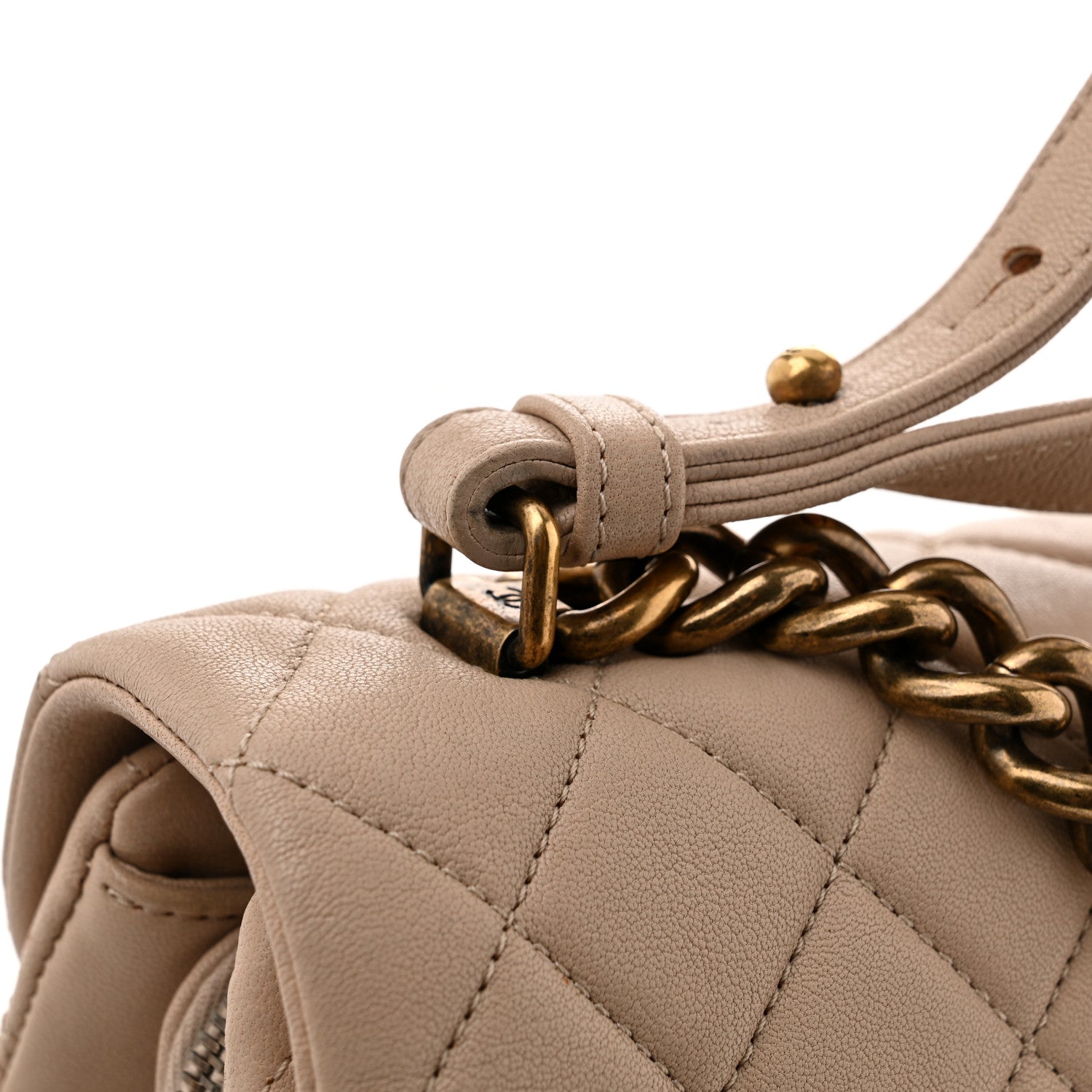 Chanel Shiny Sheepskin Quilted Small Trapezio Flap Beige 12 of 15