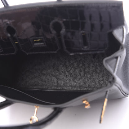 Hermes Taurillon Novillo Shiny Niloticus Crocodile Birkin Touch 25 Black 7 of 42