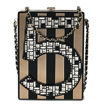 Chanel Plexiglass Strass Mosaic No 5 Minaudière Clutch Black Gold 1 of 7