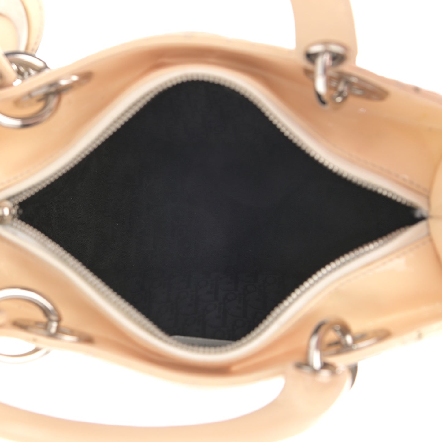 Patent Cannage Medium Lady Dior Beige