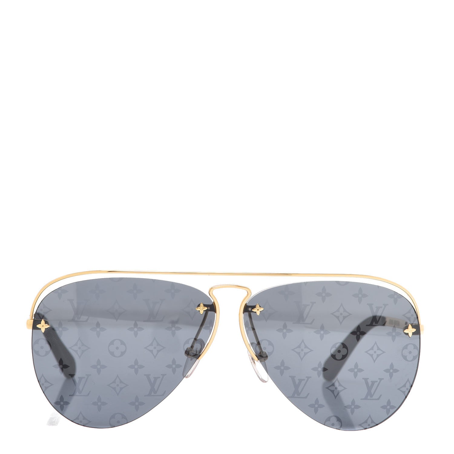Louis Vuitton Metal Monogram Grease Sunglasses Z1172W Gold 2 of 8