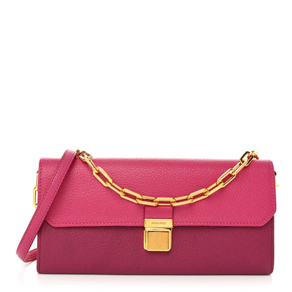 Miu Miu Goatskin Madras Bicolor Wallet On Chain Peonia Ametista 1 of 10