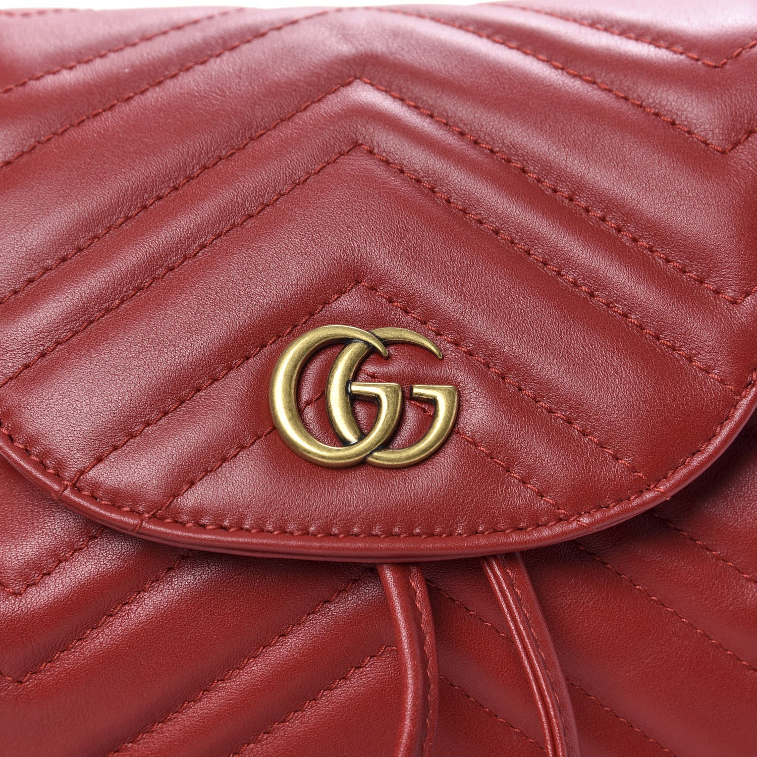Gucci Calfskin Matelasse GG Marmont Flap Backpack Hibiscus Red 9 of 9